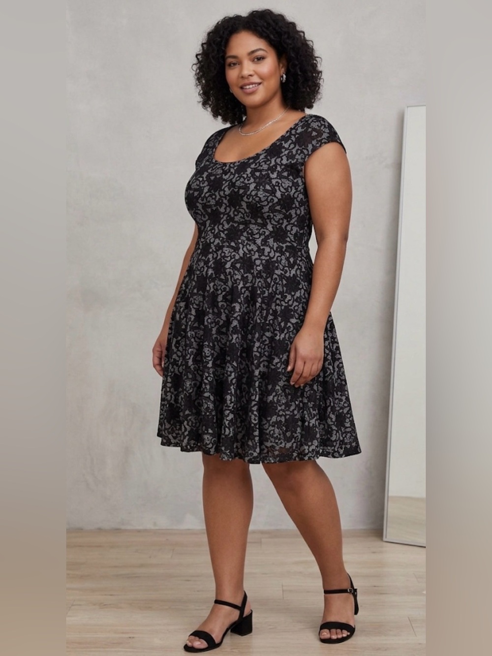 TORRID Lace Skater Dress with Cutout Back Design